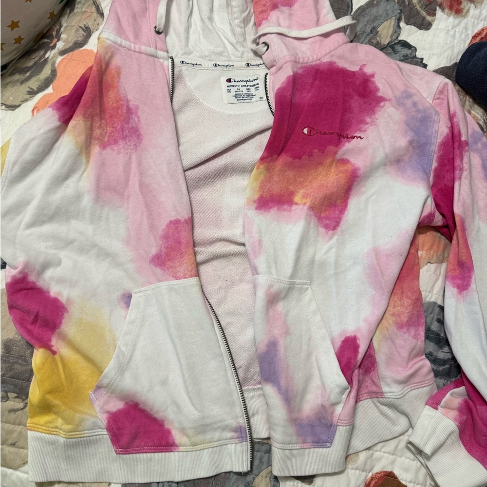 Champion Pink and White Athletic Hoodie